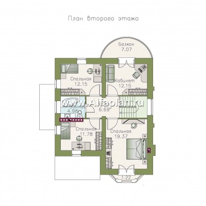 «Стелла»- проект дома с мансардой, с террасой, с цокольным этажом, в английском стиле - превью план дома