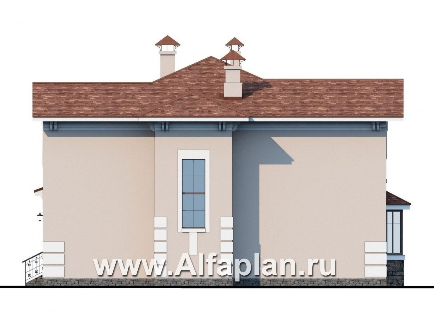 «Белоостров» - проект двухэтажного дома, планировка с кабинетом на 1 эт, с террасой - фасад дома