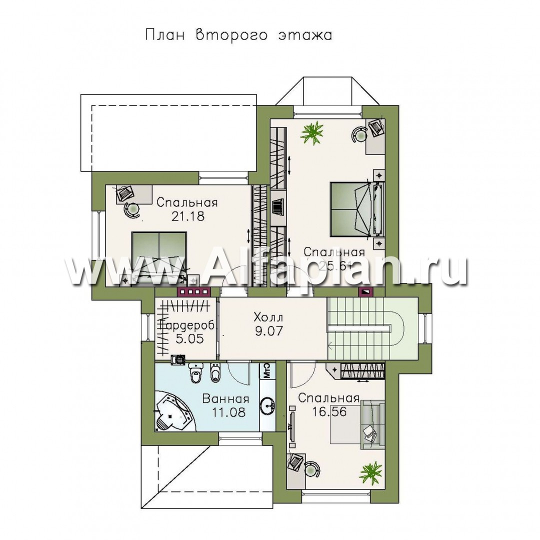 «Белоостров» - проект двухэтажного дома, планировка с кабинетом на 1 эт, с террасой - план дома