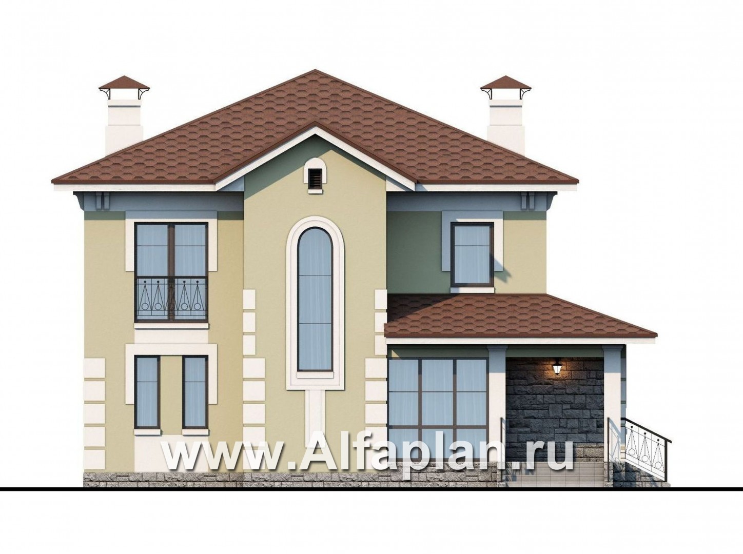 «Кваренги» - проект двухэтажного дома, с сауной, с террасой и просторной лоджией - фасад дома