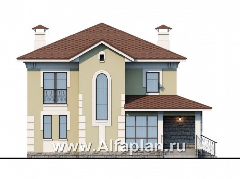 «Кваренги» - проект двухэтажного дома, с сауной, с террасой и просторной лоджией - превью фасада дома