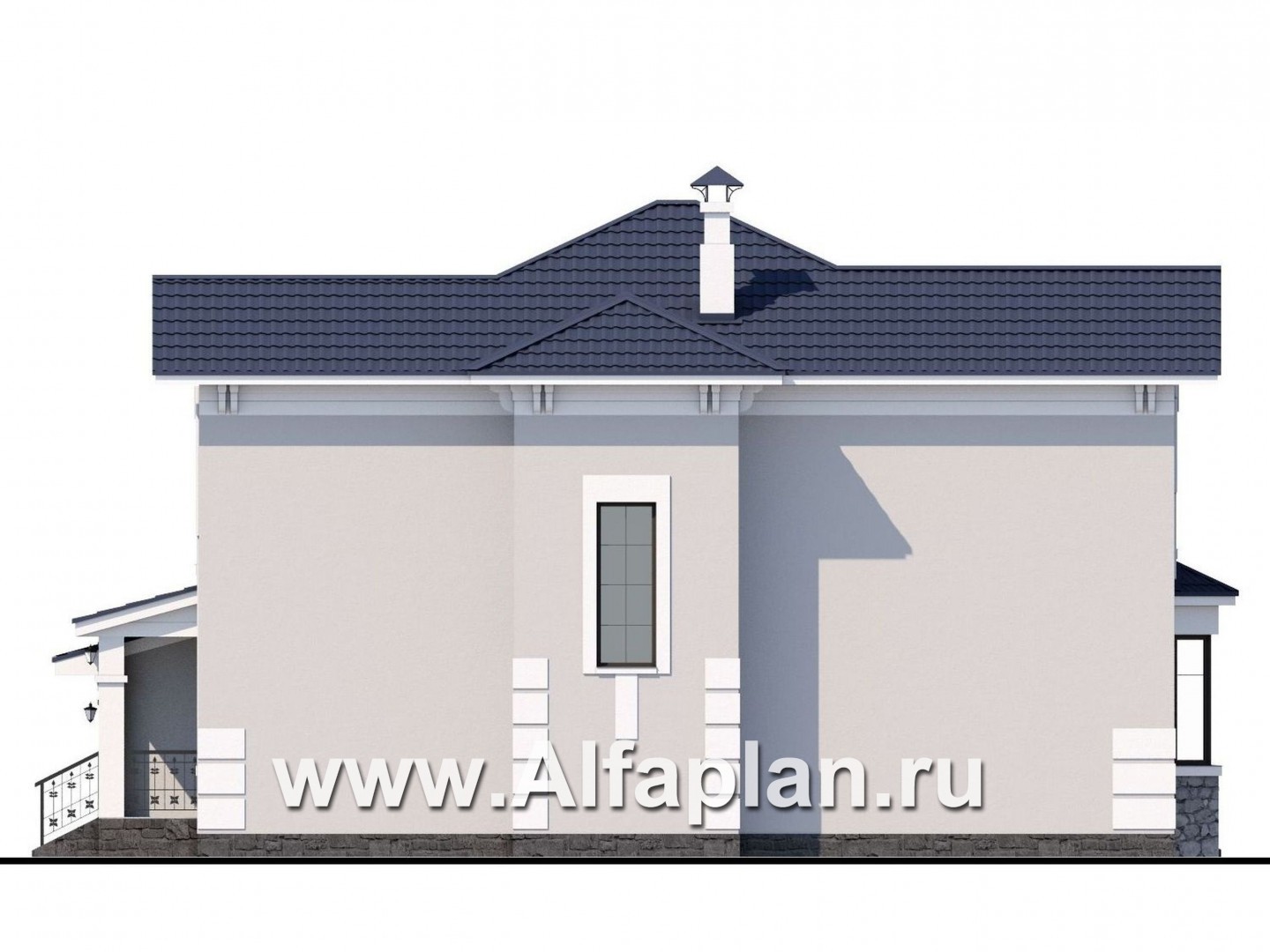 «Белоостров» - проект двухэтажного дома, планировка с кабинетом на 1 эт, с террасой и с гаражом на 1 авто - фасад дома