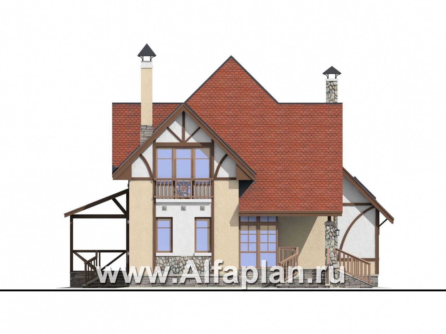 «Зонненхаус» -проект дома с мансардой,  с солнечной гостиной со вторым светом, с террасой - фасад дома