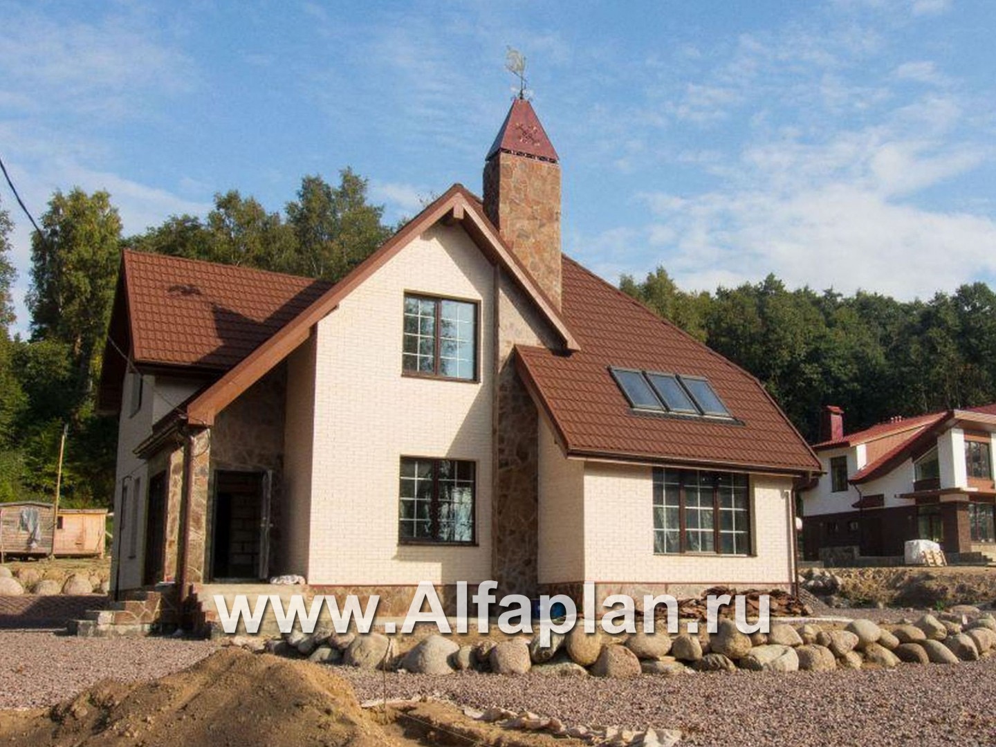 «Зонненхаус» -проект дома с мансардой,  с солнечной гостиной со вторым светом, с террасой - дизайн дома №5