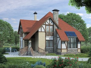 «Зонненхаус» -проект дома с мансардой,  с солнечной гостиной со вторым светом, с террасой