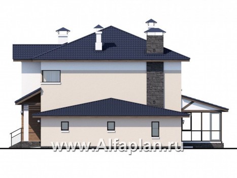 «Преимущество» - проект двухэтажного дома, с террасой и с гаражом, в современном стиле - превью фасада дома