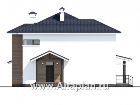 «Эффект бабочки» - проект двухэтажного дома с угловой террасой, в современном стиле - превью фасада дома