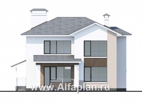 «Платина» - проект двухэтажного дома, с террасой и с балконом, в современном стиле Акварель - превью фасада дома