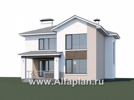 «Платина» - проект двухэтажного дома, с террасой и с балконом, в современном стиле Акварель - превью дополнительного изображения №1