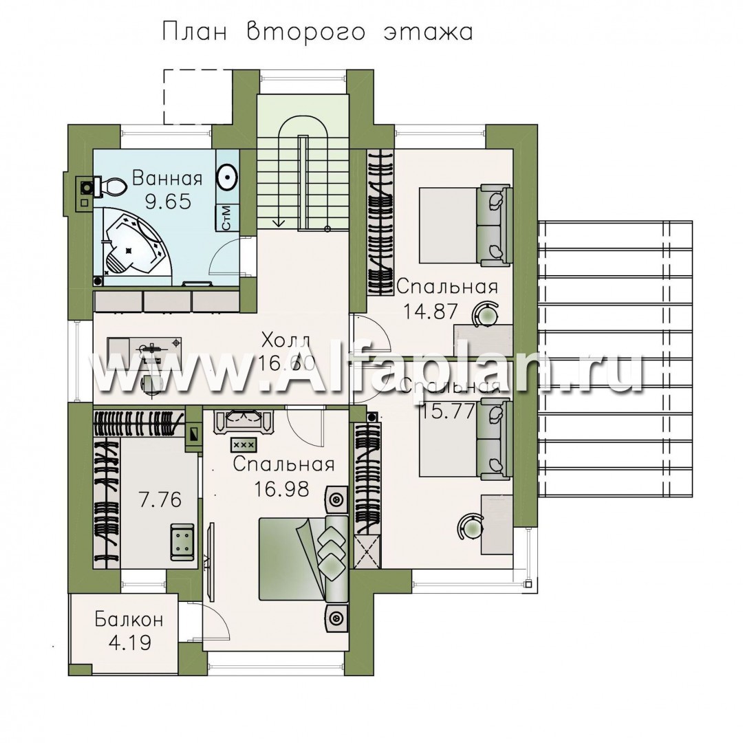 «Печора» - проект двухэтажного дома, в современном стиле, планировка с сауной и с террасой - план дома
