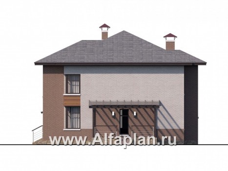 «Печора» - проект двухэтажного дома, в современном стиле, планировка с сауной и с террасой - превью фасада дома