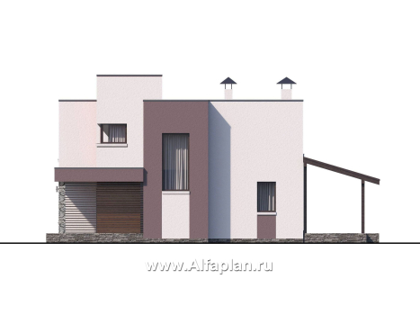 «Арс» - проект двухэтажного дома с плоской кровлей, в стиле хай-тек, для узкого участка - превью дополнительного изображения №4