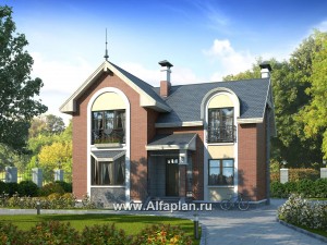 Превью проекта ««Фантазия» - красивый проект двухэтажного дома дома , с эркером и с террасой»