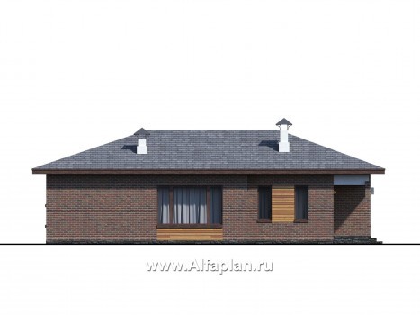 «Притяжение» - проект одноэтажного дома из газобетона, с террасой, 3 спальни - превью фасада дома