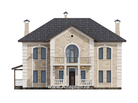 «Тиволи» - проект двухэтажного дома, в классическом стиле, с террасой - превью фасада дома