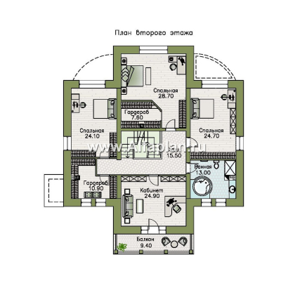 «Тиволи» - проект двухэтажного дома, в классическом стиле, с террасой - превью план дома