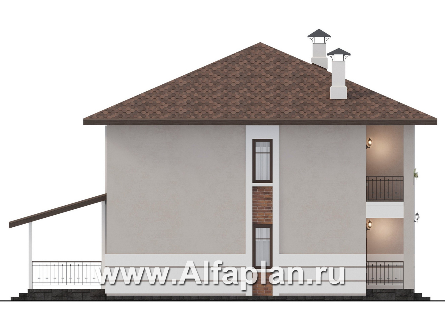 «Ладога» - проект двухэтажного дома из газобетона, с террасой, отличная планировка - фасад дома