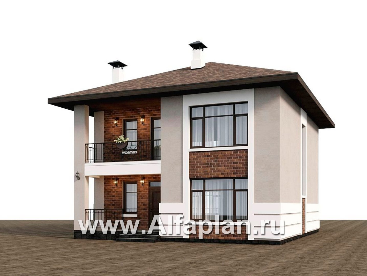 «Ладога» - проект двухэтажного дома из газобетона, с террасой, отличная планировка - дизайн дома №1