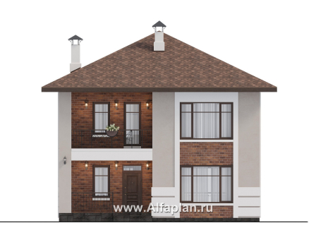 «Ладога» - проект двухэтажного дома из газобетона, с террасой, отличная планировка - превью фасада дома