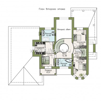 «Воронцов» - проект двухэтажного дома из газобетона с эркером, с биллиардной,  с гаражом на 2 авто и мастерской - превью план дома