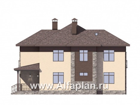 Проект двухэтажного дома, с террасой, планировка 4 спальни, в современном стиле - превью фасада дома
