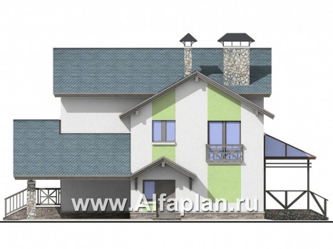 «Премьера» - проект двухэтажного дома, компактная рациональная планировка, с сауной, навес на 1 авто - превью фасада дома