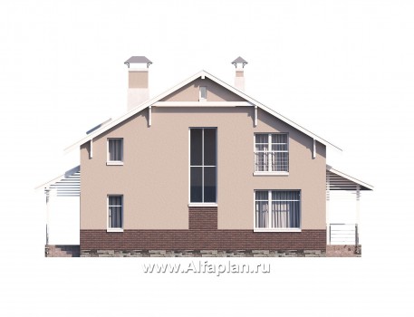 «Регата» - проект дома с мансардой, столовая со вторым светом, с террасой, мастер спальня - превью фасада дома