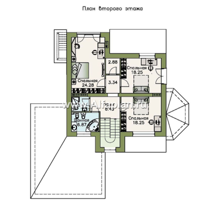 «Маленький принц» - проект двухэтажного дома, с эркером и с террасой, с кабинетом на 1 эт, с цокольным этажом и гаражом - превью план дома
