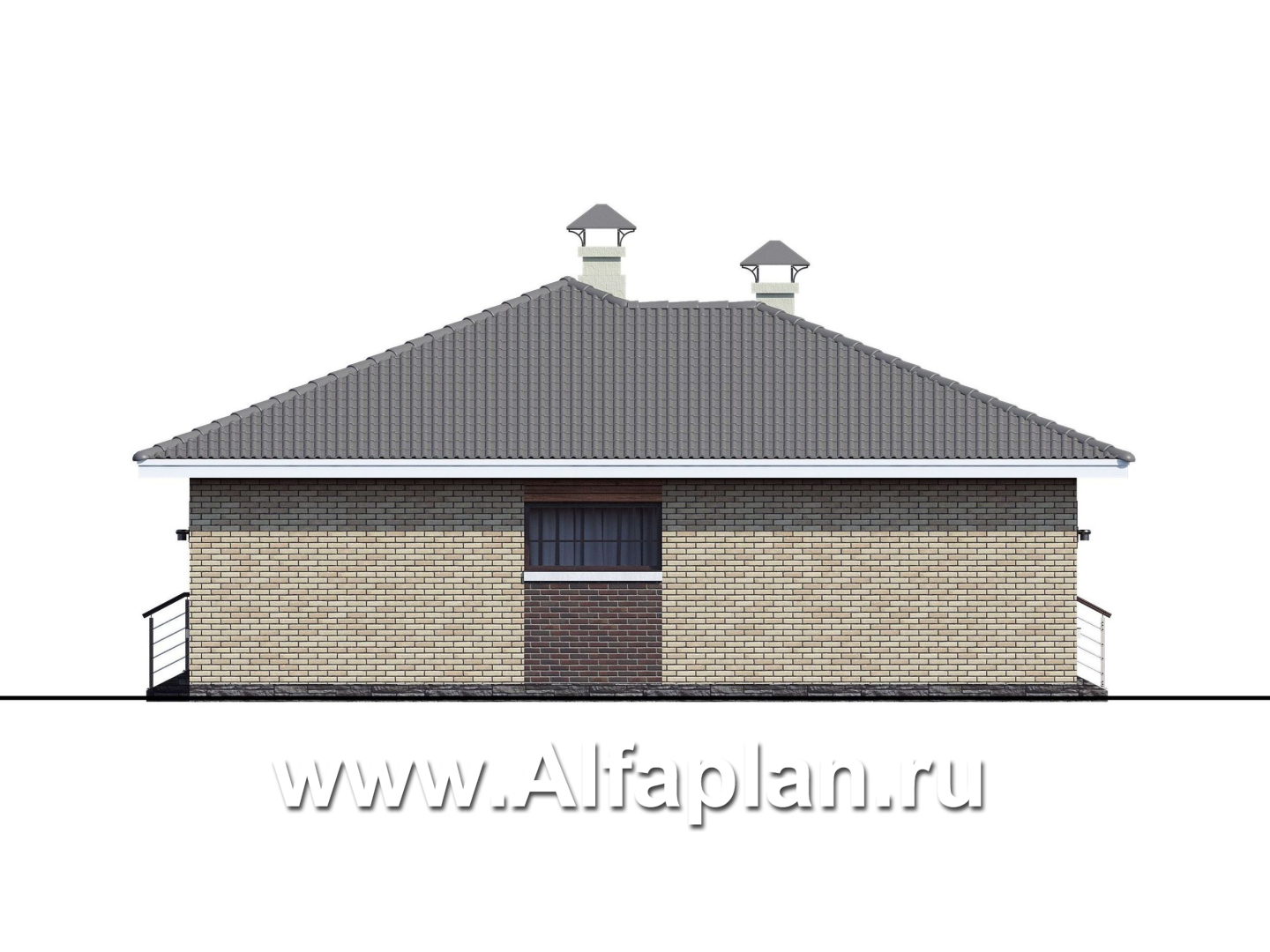 «Вуокса» - проект одноэтажного дома из кирпича, с комфортной планировкой, с террасой - фасад дома