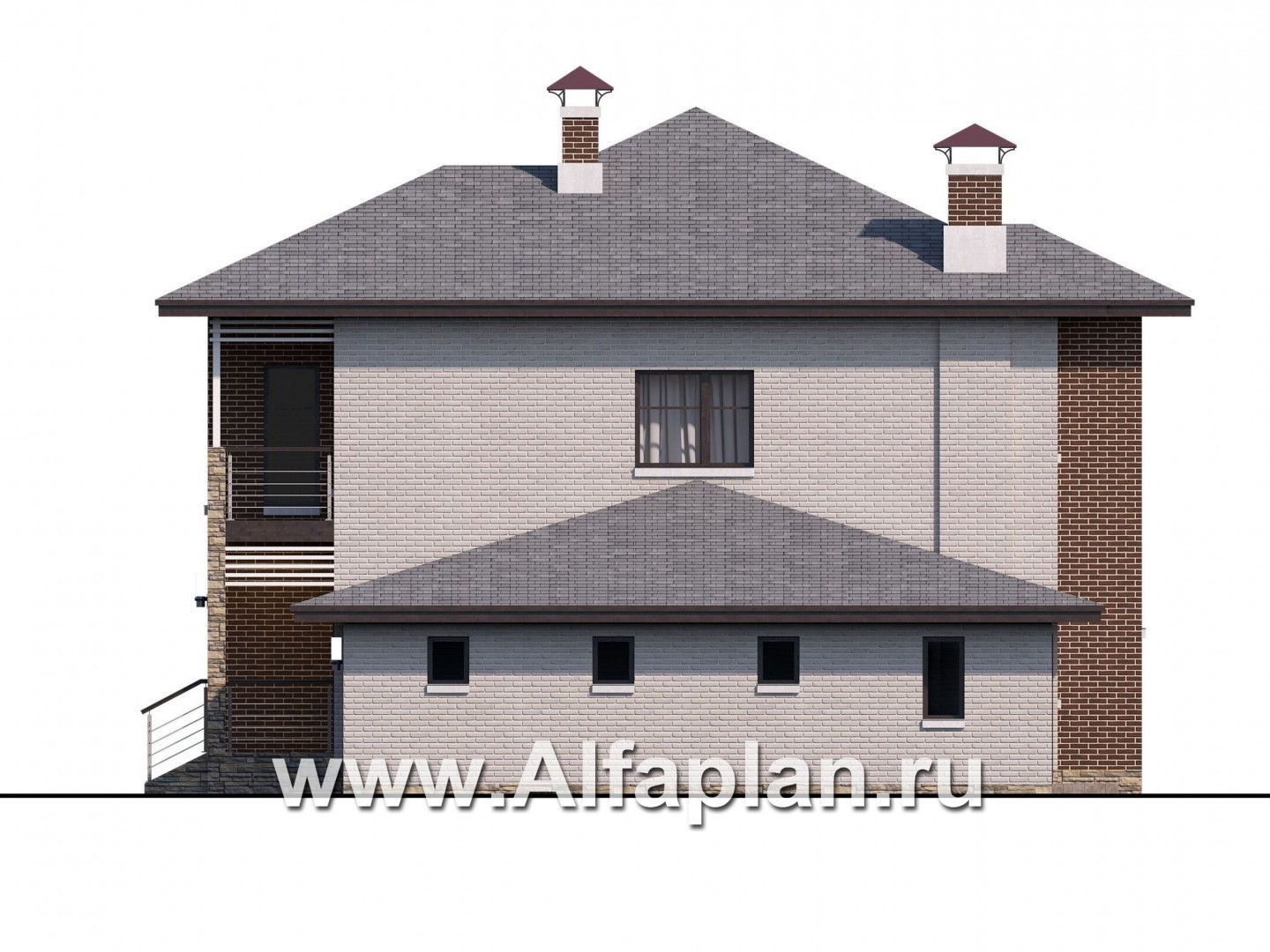 «Печора» - проект двухэтажного дома, в современном стиле, с сауной и с террасой, с гаражом - фасад дома