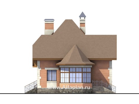 «Ягерхаус» — проект двухэтажного дома с пирамидальной кровлей, с террасой, в стиле Петровское барокко - превью фасада дома