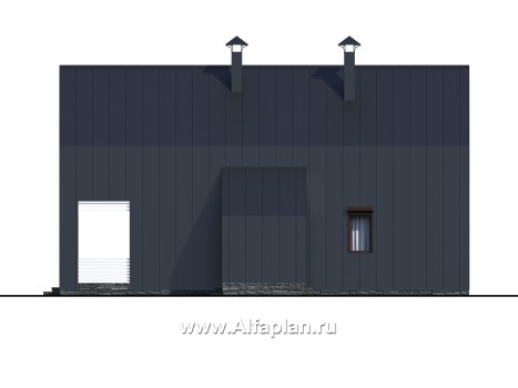 «Тау» - проект двухэтажного каркасного дома, с террасой и балконом, в современном стиле барн - превью фасада дома