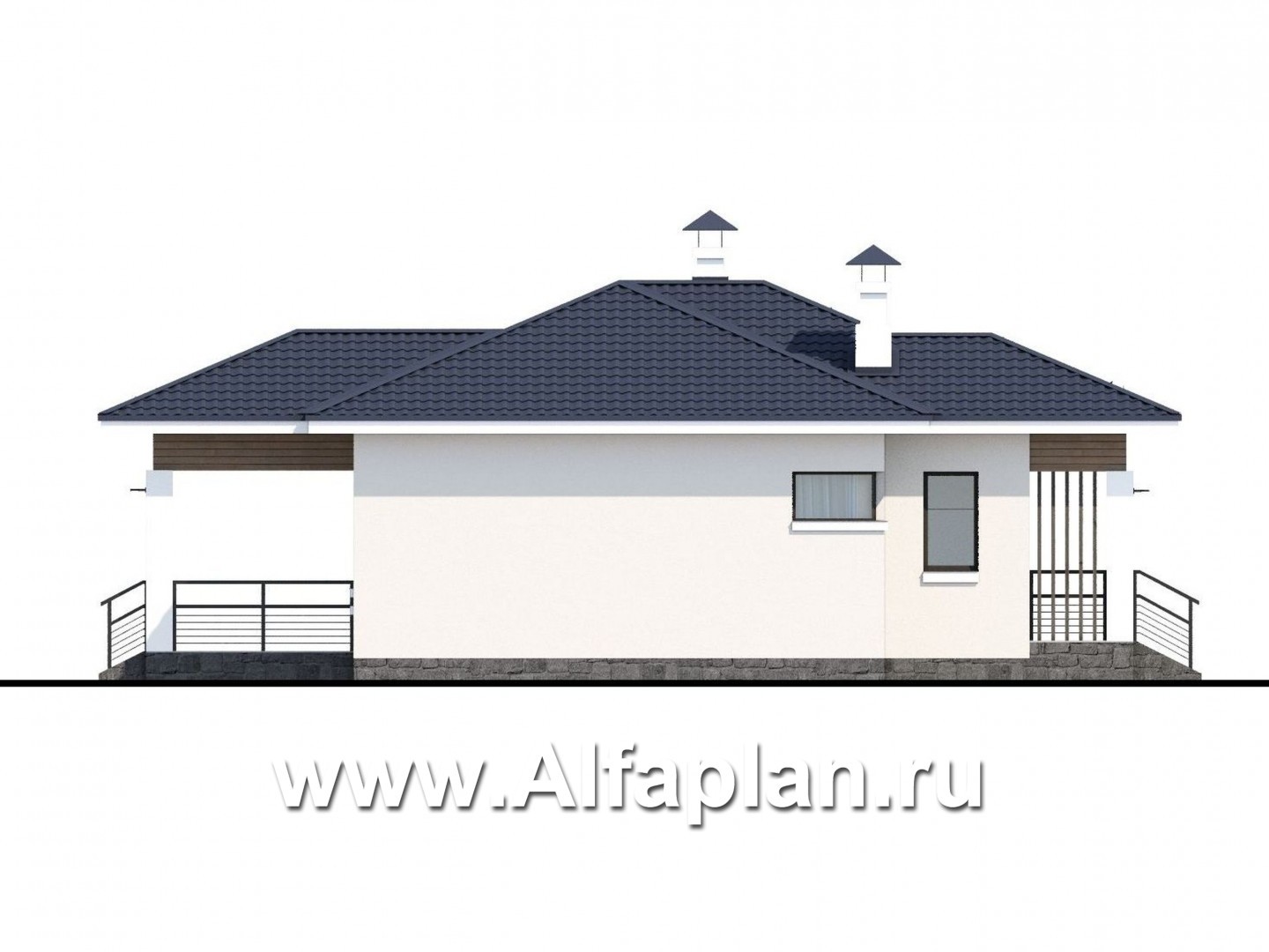 «Безоблачный» - проект одноэтажного дома (дача), с террасой, в стиле Акварель - фасад дома