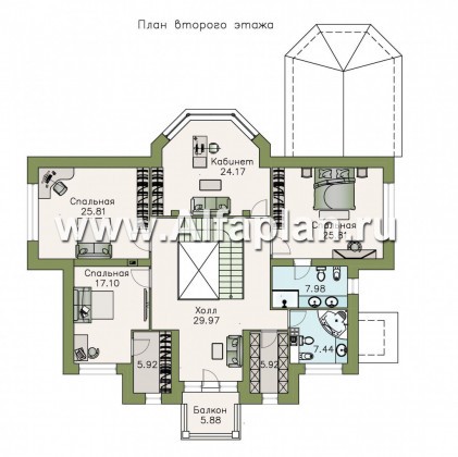 «Шереметьев» - проект двухэтажного дома, с террасой,вилла в стиле эклектика - превью план дома