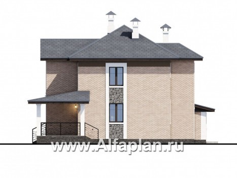 «Модерн» - проект двухэтажного дома из газобетона, с террасой и с гаражом, в стиле модерн (Серебряный век) - превью фасада дома