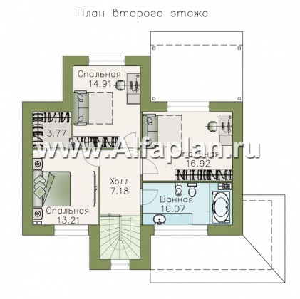 «Территория комфорта» - проект  дома с мансардой, с сауной и с террасой, в стиле шале - превью план дома