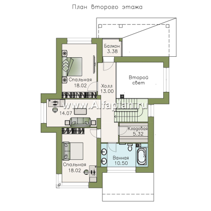 «Эридан» - красивый проект двухэтажного дома, с двусветной гостиной и с террасой, в современном стиле - превью план дома