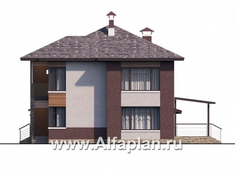 «Эндорфин» - проект двухэтажного дома, в современном стиле, с сауной и с террасой, с гаражом - превью фасада дома