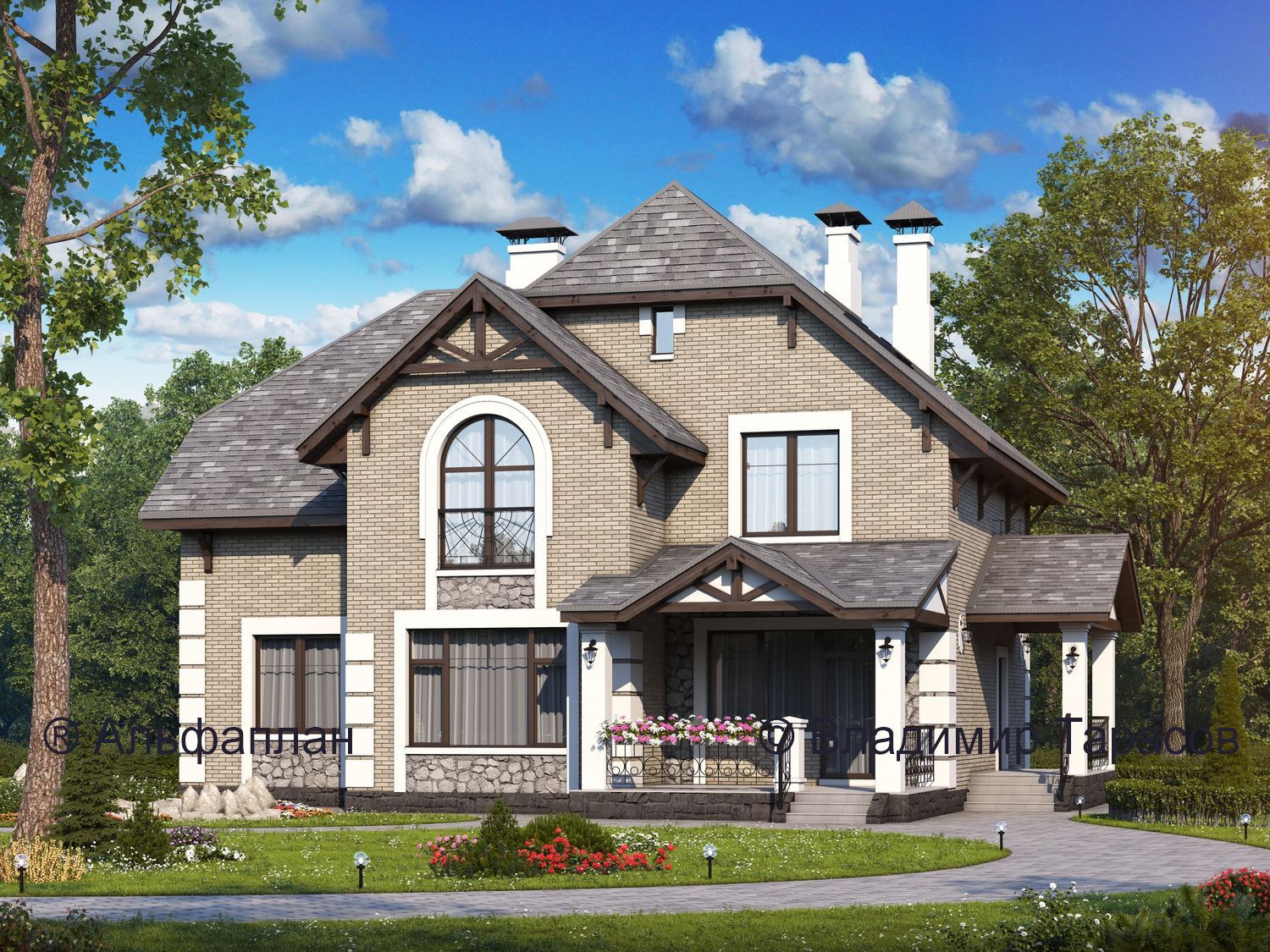 Превью для проекта в портфолио ««Ясная поляна» - проект двухэтажного дома, с эркером и с бильярдной»