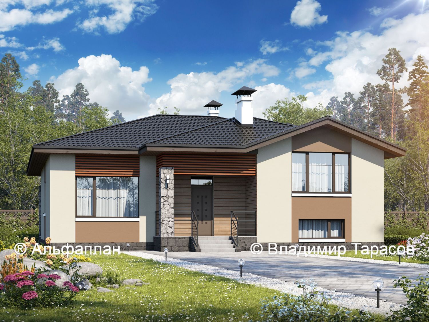 Превью для проекта в портфолио ««Двенадцать месяцев» - современный проект полутораэтажного коттеджа»