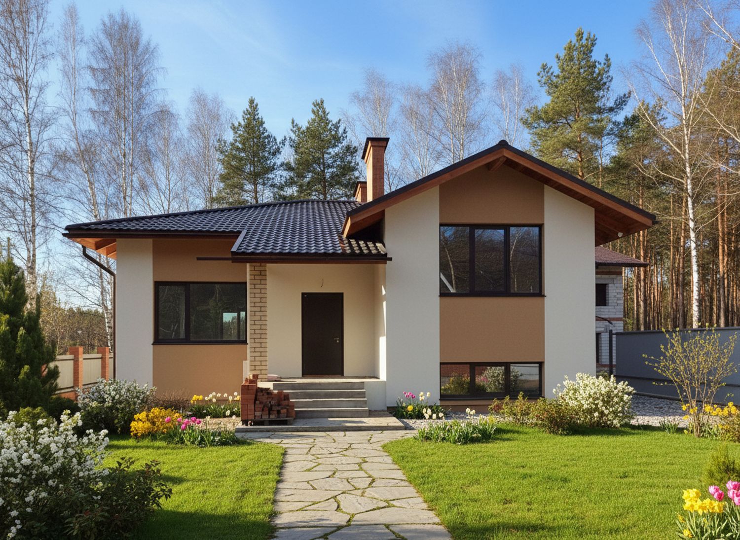 Превью для проекта в портфолио ««Двенадцать месяцев» - современный проект полутораэтажного коттеджа»