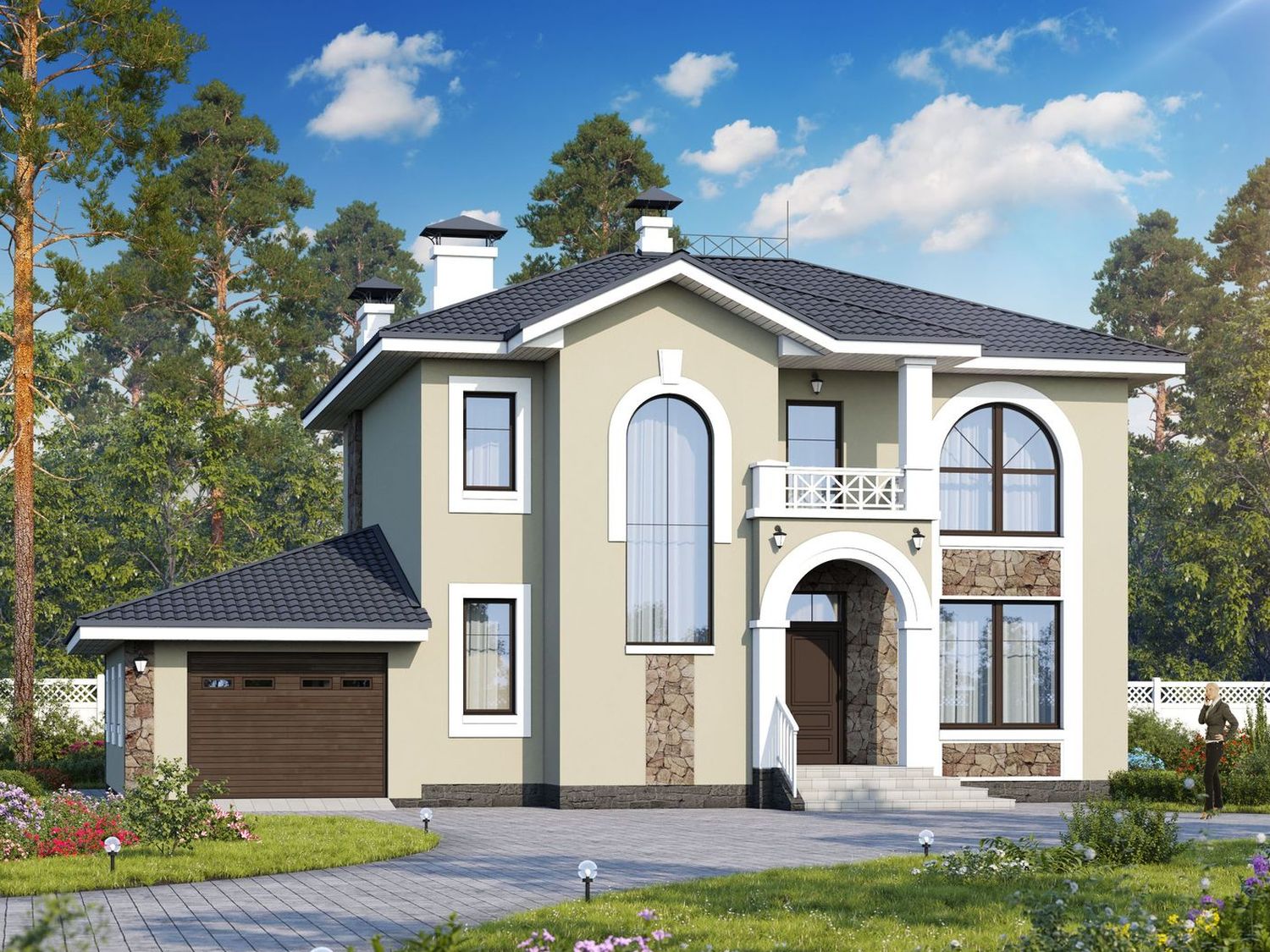 Превью для проекта в портфолио ««Либезюсефрау» - проект красивого двухэтажного дома с эркером и с балконом»