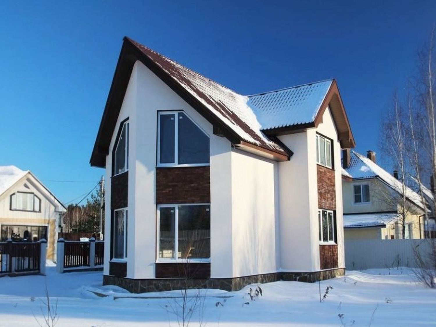 Превью для проекта в портфолио ««Якорь» - проект дома с мансардой, улучшенный вариант 4 спальни, с оригинальным эркером, в скандинавском стиле»