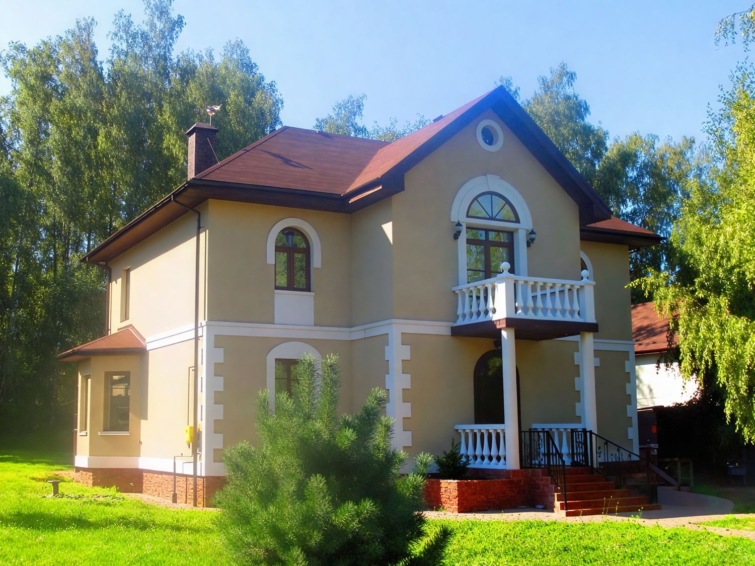 Превью для проекта в портфолио «Прект дома в классическом стиле. «Головин»-проект двухэтажного дома из газобетона, планировка с лестницей в центре и вторым светом»