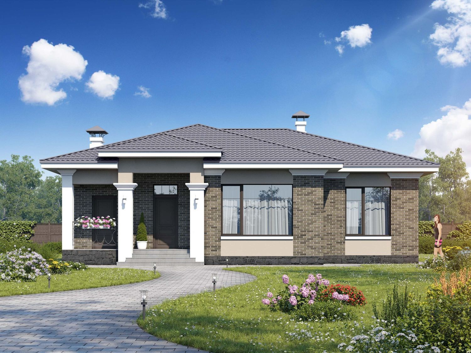 Превью для проекта в портфолио ««Жасмин» - проект одноэтажного дома в классическом стиле»