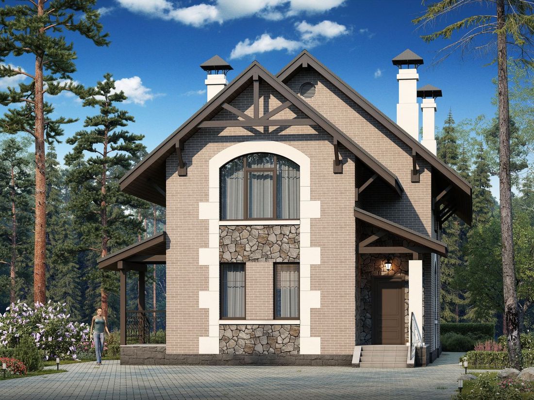 Превью для проекта в портфолио ««Одетта»- проект двухэтажного дома для узкого участка, с террасой»