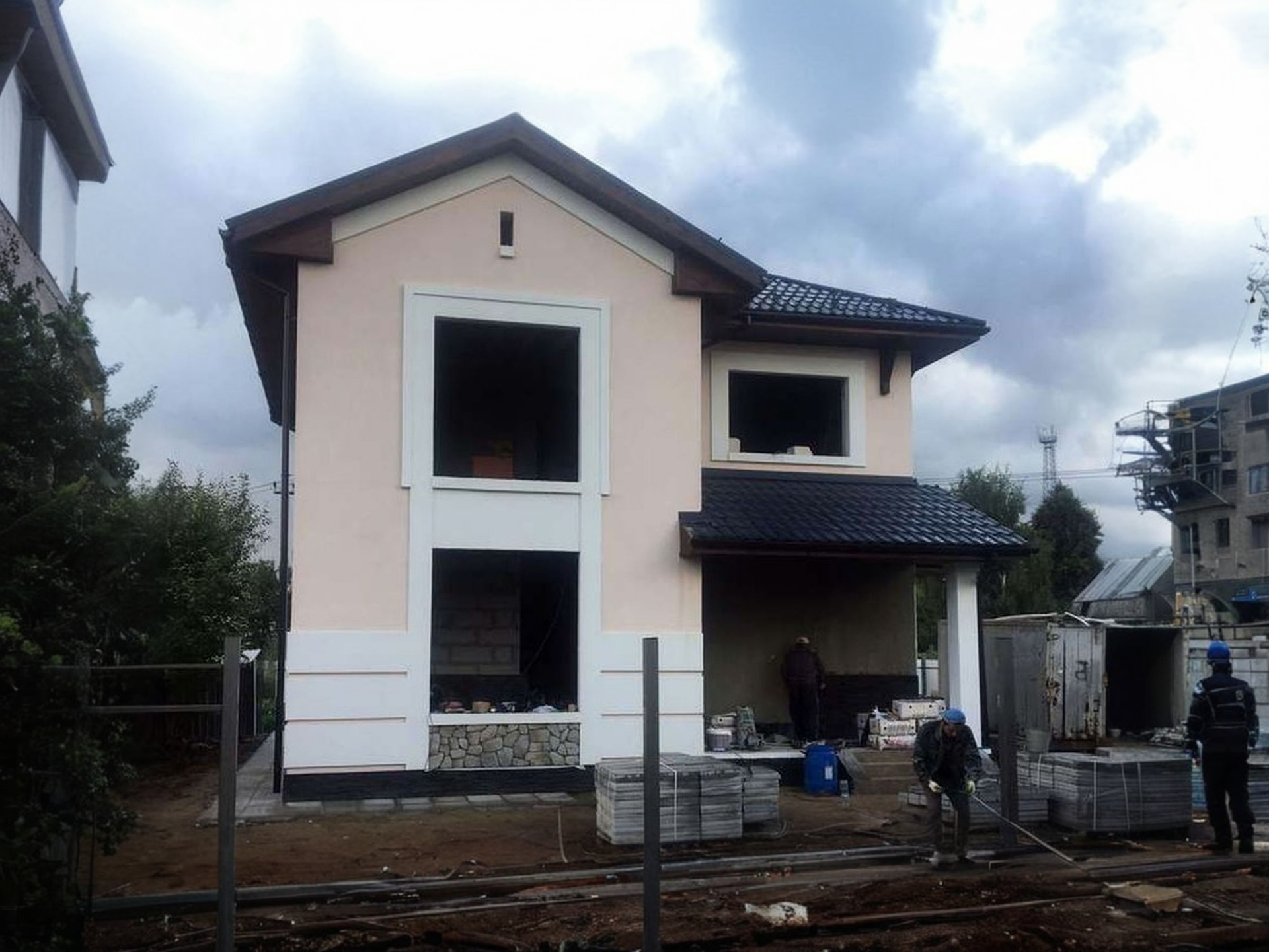 Превью для проекта в портфолио ««Собственный рай» - проект двухэтажного дома из кирпича, с навесом на 1 авто, в стиле эклектика»