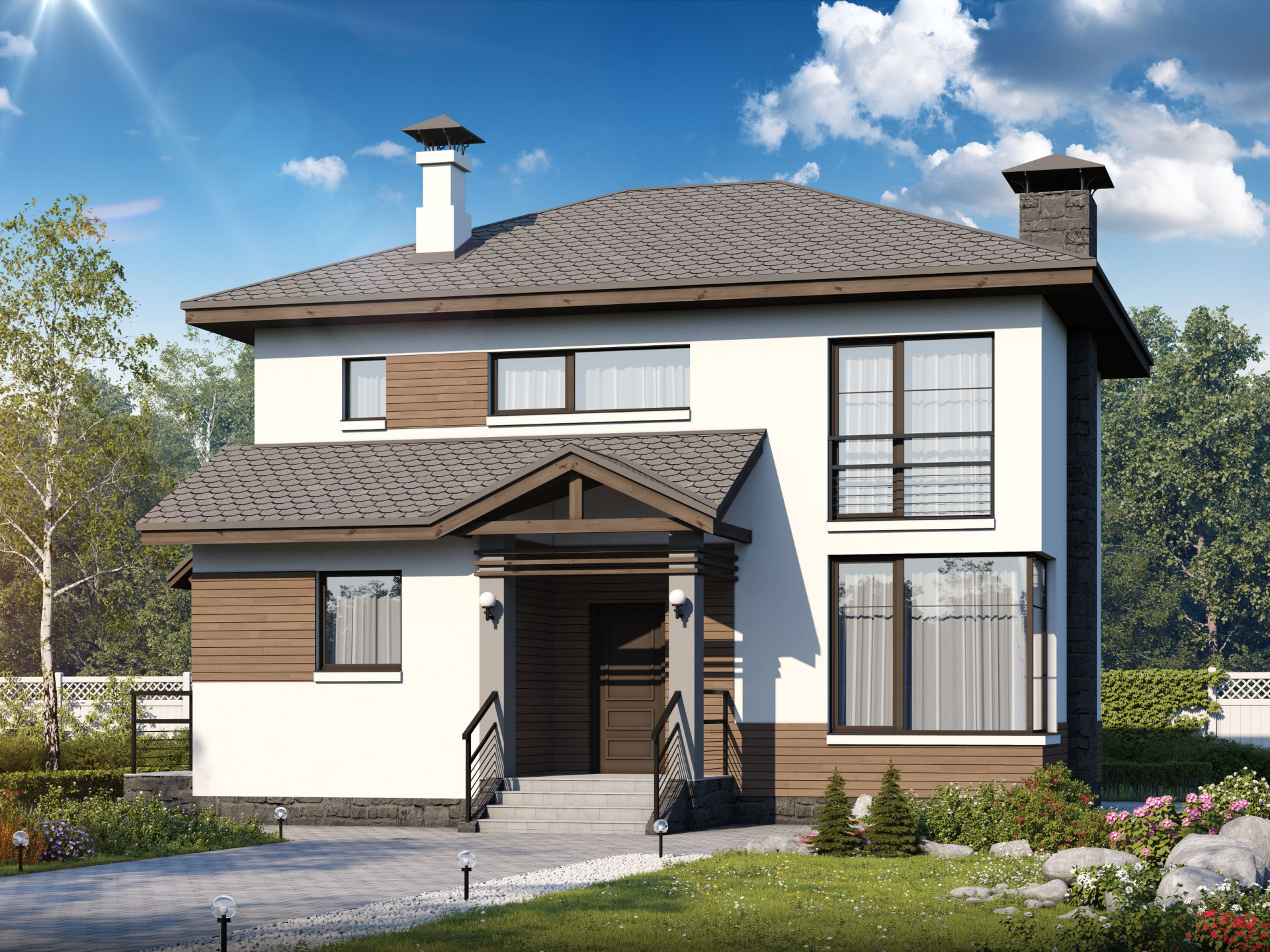 Превью для проекта в портфолио ««Карат» - проект простого двухэтажного дома из газобетона, в современном стиле»