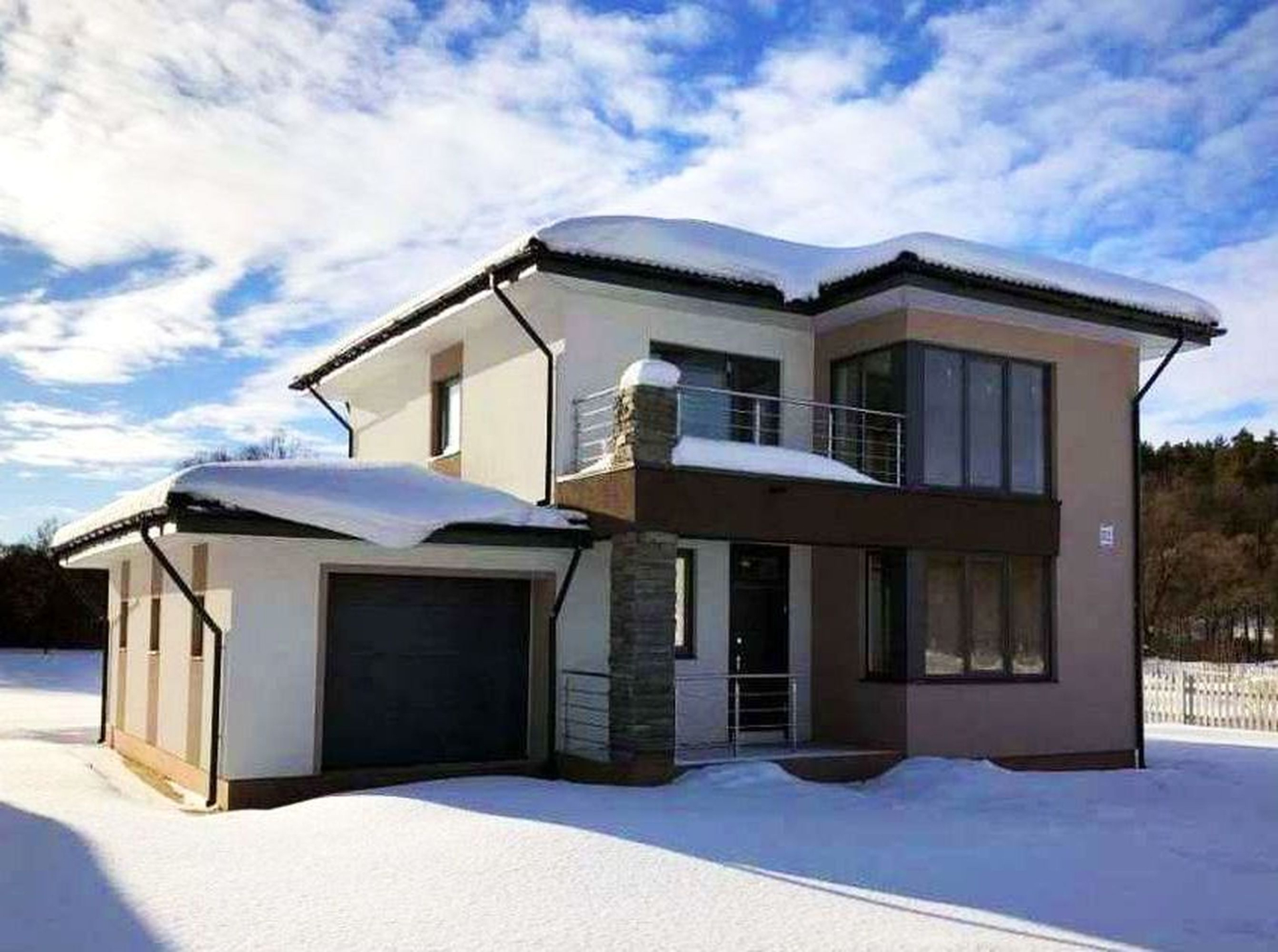 Превью для проекта в портфолио «Результат: от идеи до воплощения. «Лотос» - проект современного двухэтажного дома, 4 спальни, с террасой, в стиле минимализм, с гаражом»