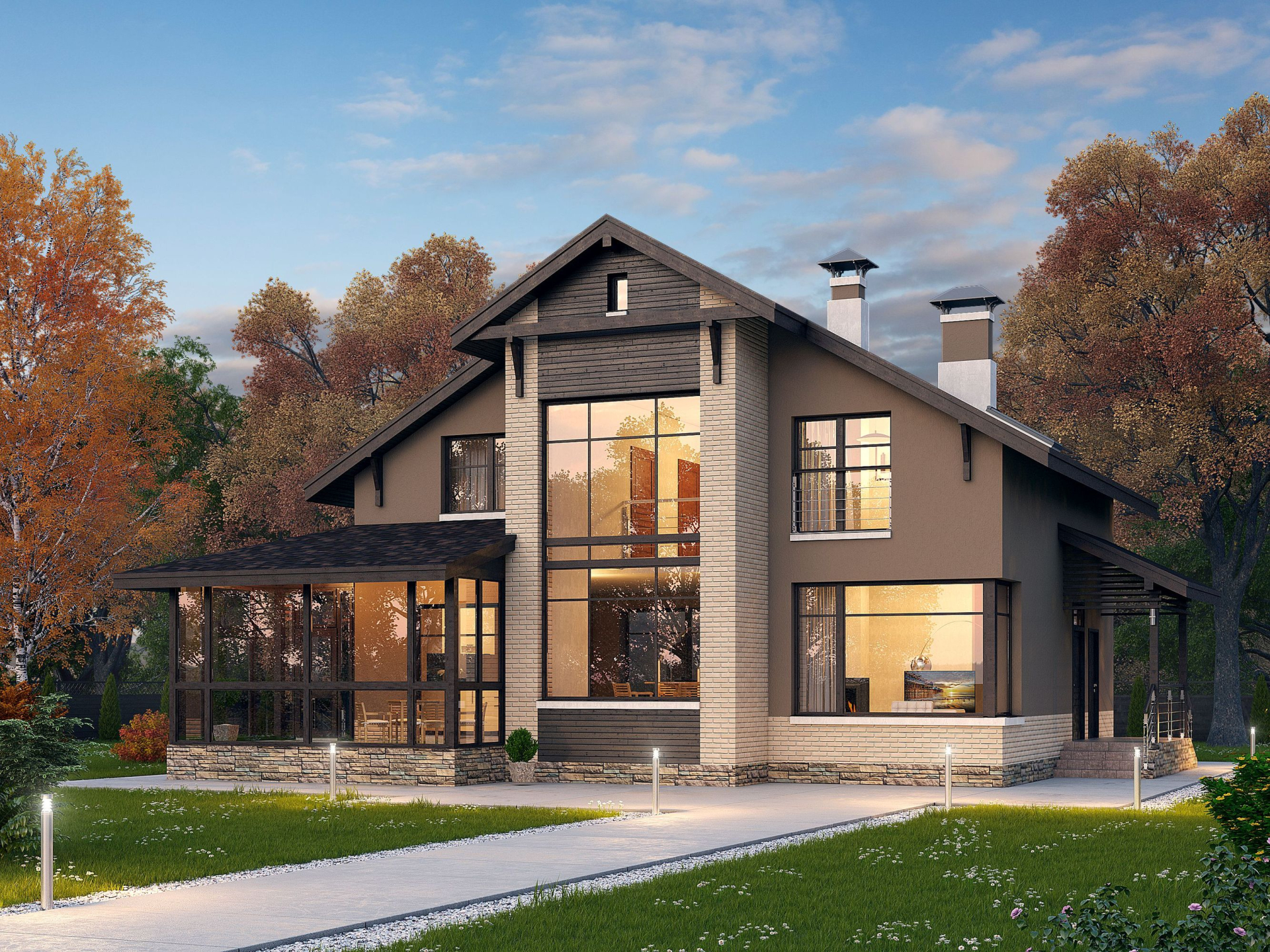 Превью для проекта в портфолио ««Регата» - красивый проект дома с мансардой, двускатная кровля, планировка с мастер спальней»